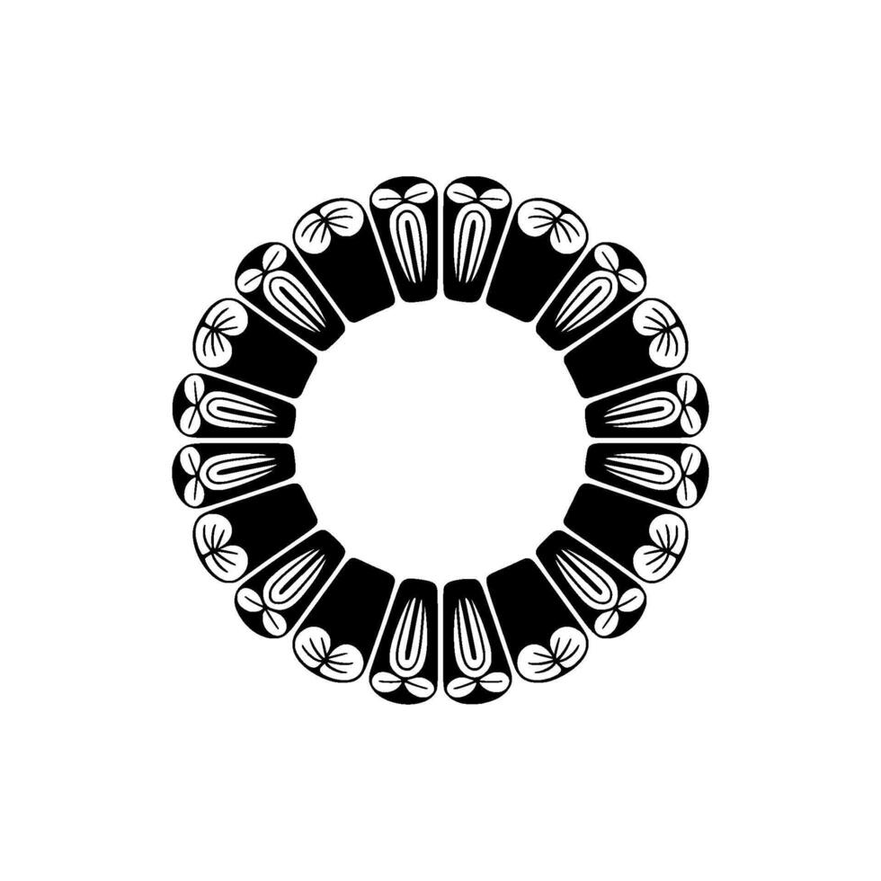 Stylized Floral Circle Emblem, Minimalist vector