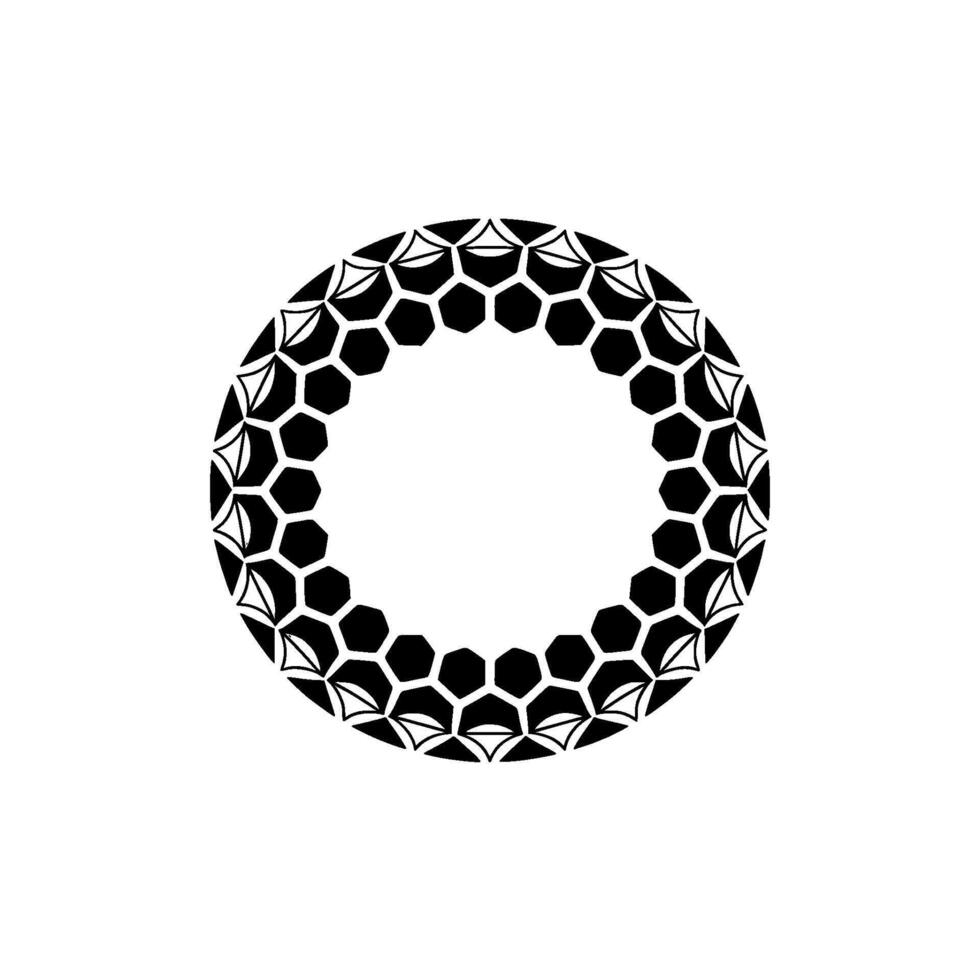Geometric Halo Black White Hexagonal Frame, Minimalist vector