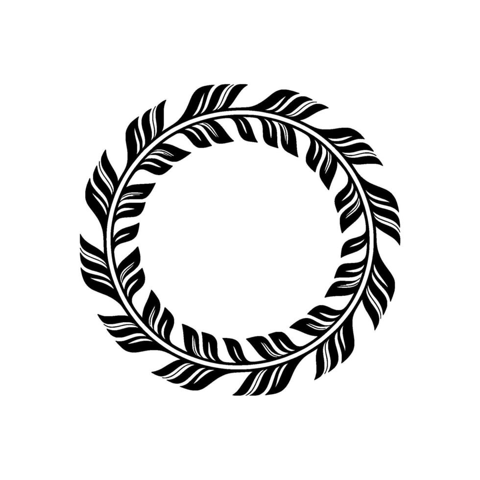 Elegant Black Laurel Wreath, Minimalist, Foliage vector