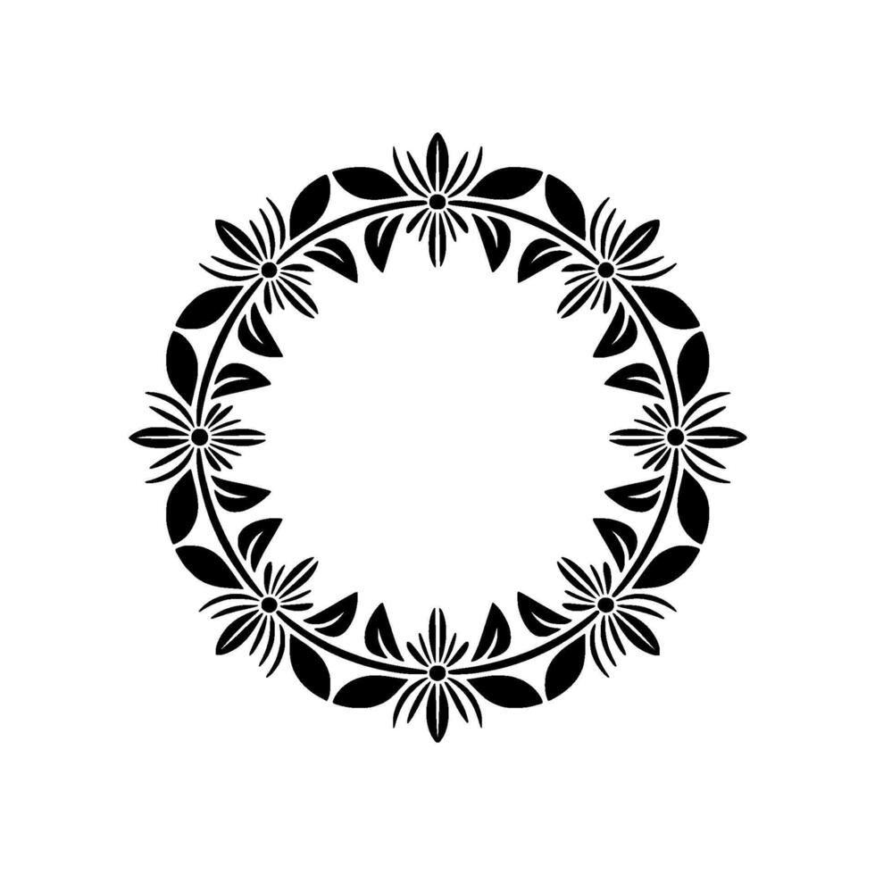 Elegant Floral Wreath, Minimalist , Circular Frame, Botanical vector