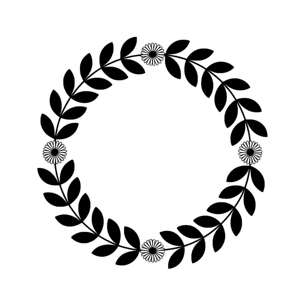 Minimalist Floral Wreath, Elegant Border, Leaves vector