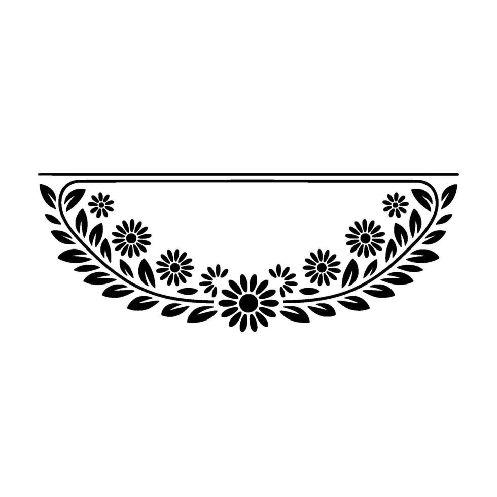 Stylized Floral Half-Moon Border, Vintage vector