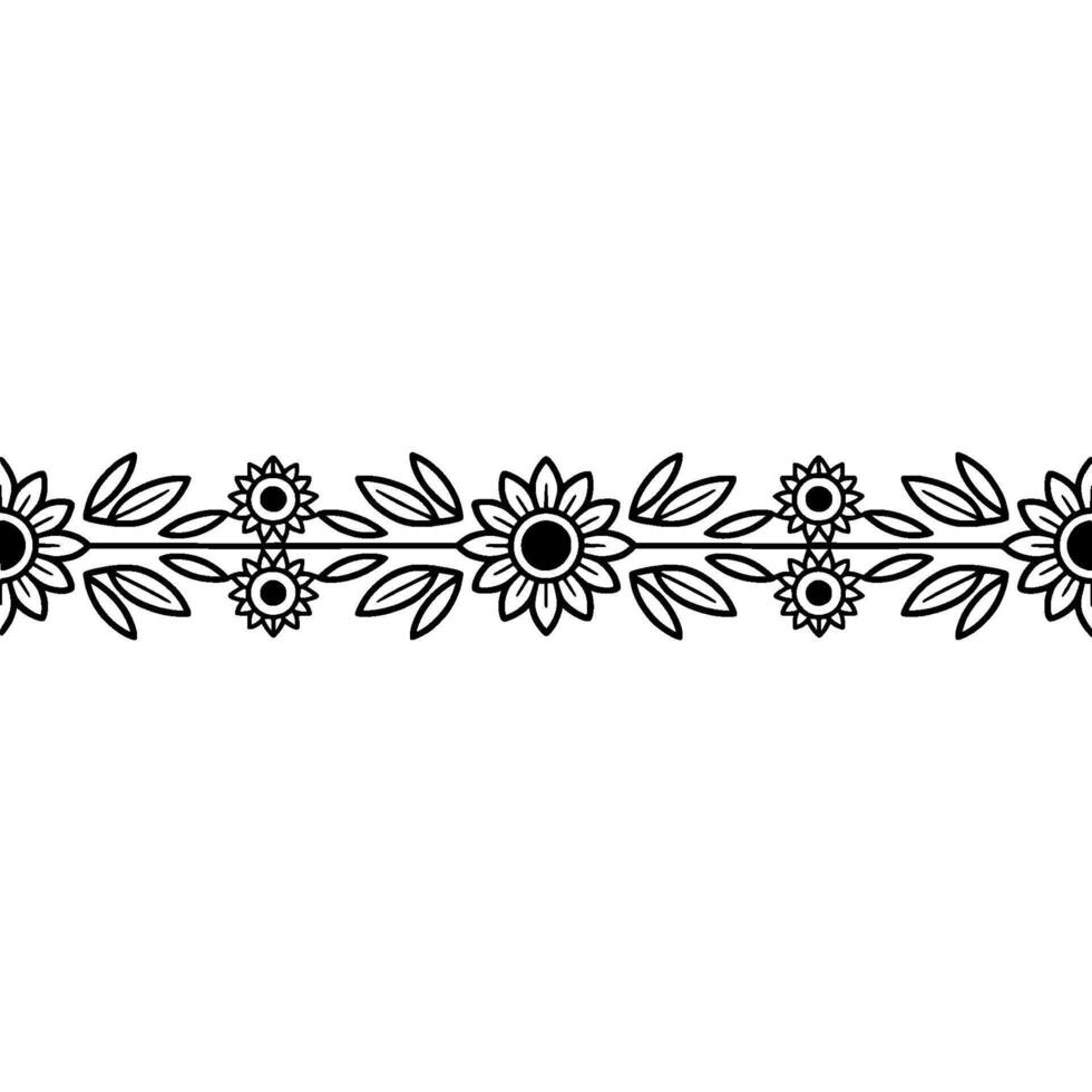 Floral Border Stylized Sunflower Motif, Minimalist vector