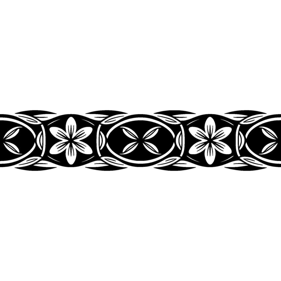 Elegant Black and White Floral Border, Vintage, Pattern vector