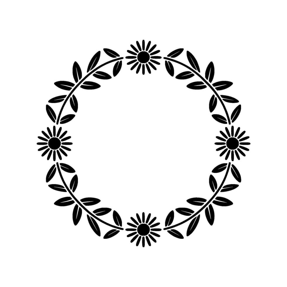 Stylized Floral Wreath, Minimalist , Circular Frame vector