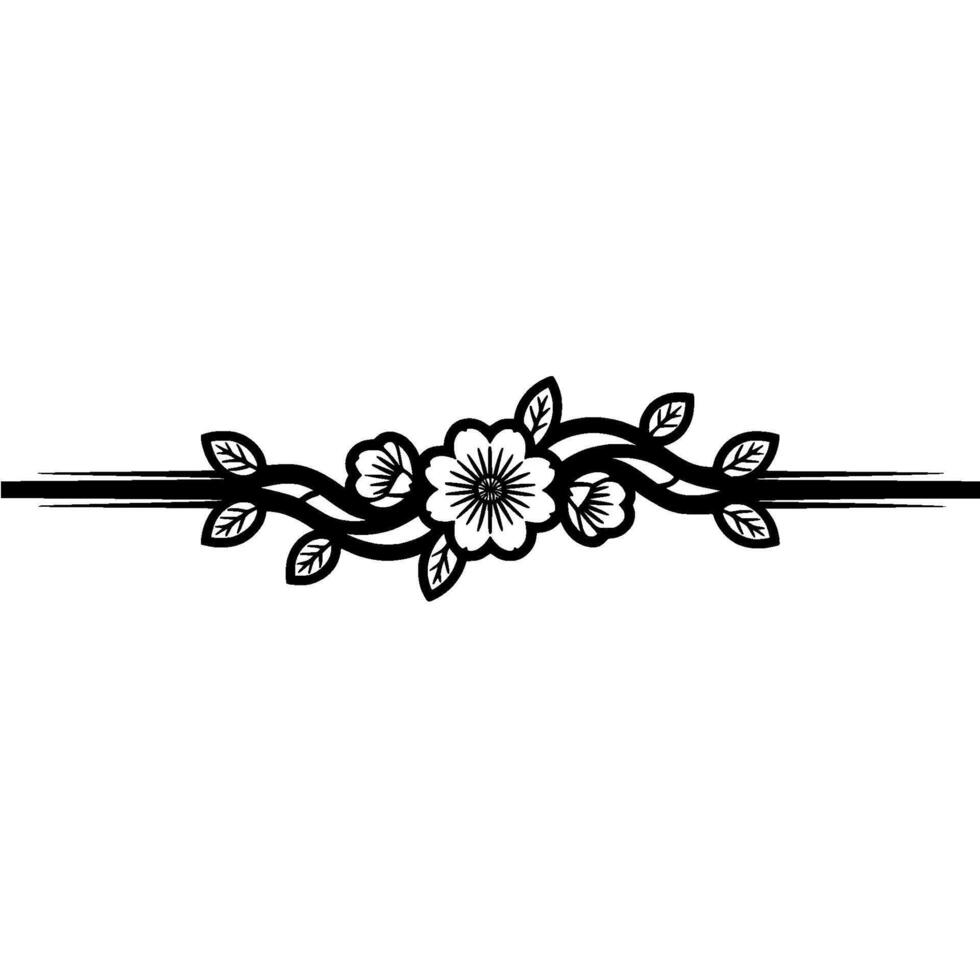 Floral Border, Elegant Line Art, Botanical vector