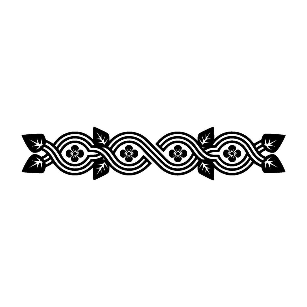 Elegant Japanese Floral Border, Minimalist, Motif vector
