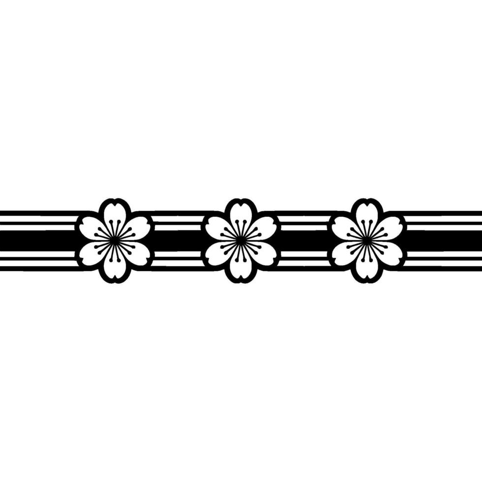 Minimalist Japanese Blossom Border, Elegant vector