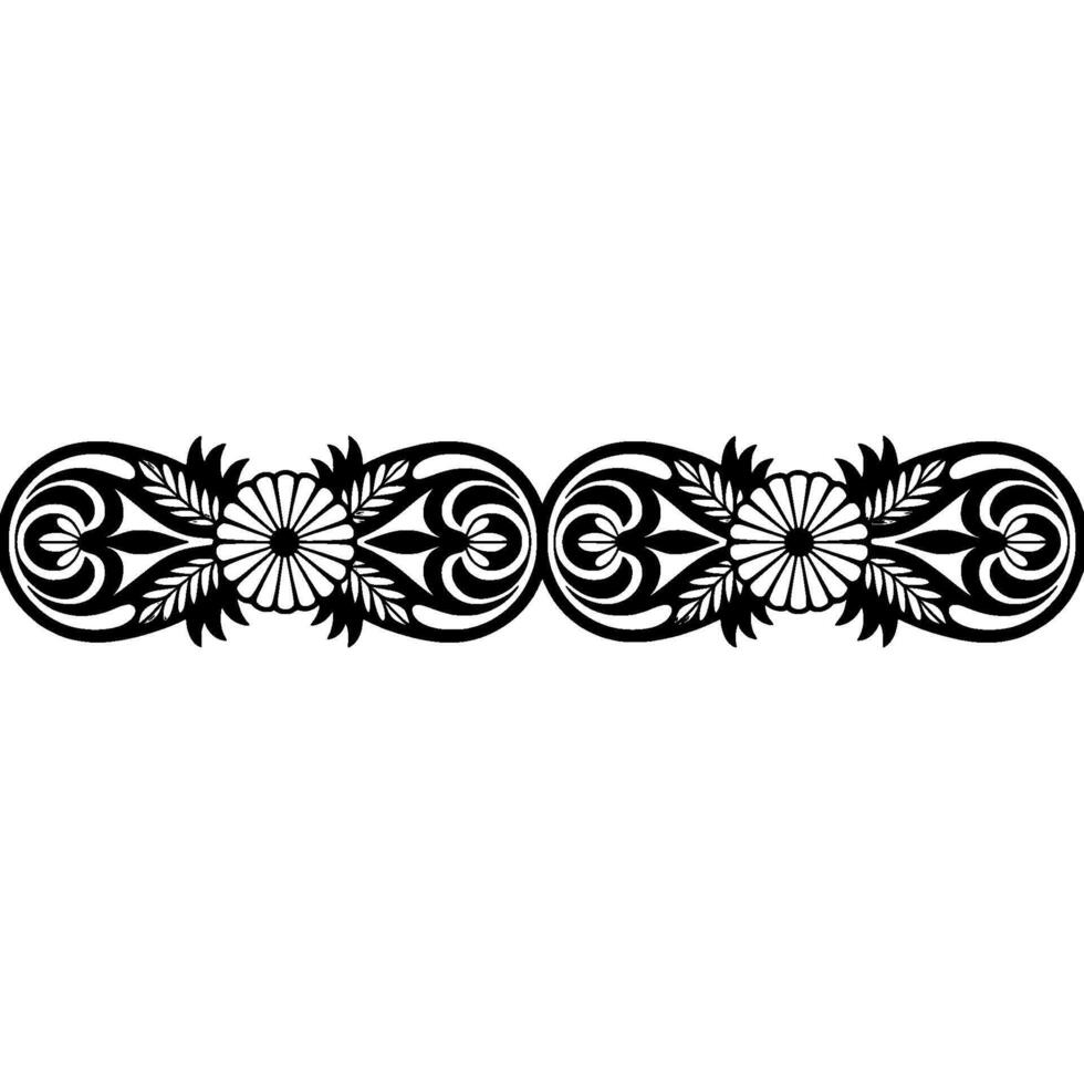 Intricate Japanese Floral Border, Stylized vector