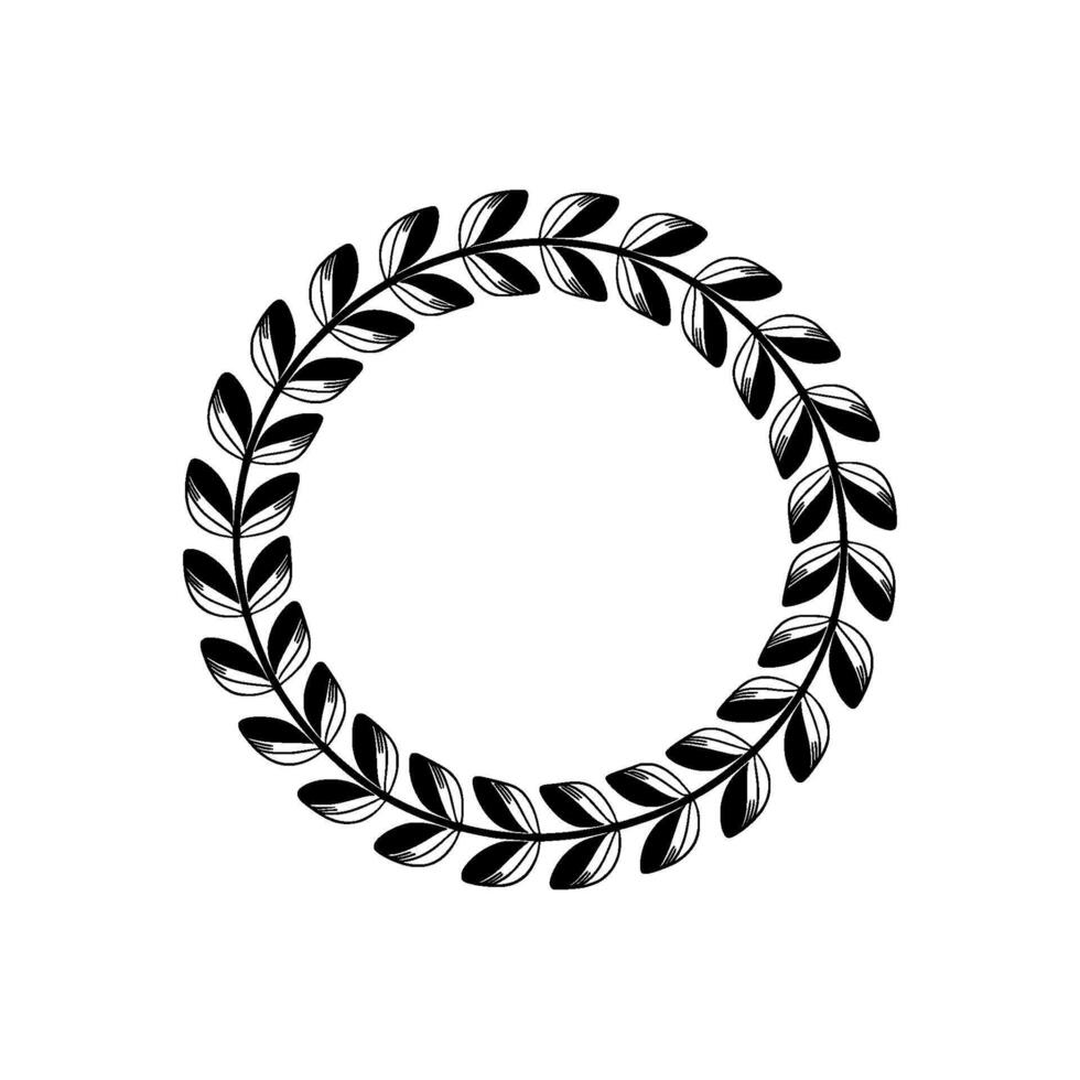 Elegant Botanical Wreath, Minimalist, Leaves vector