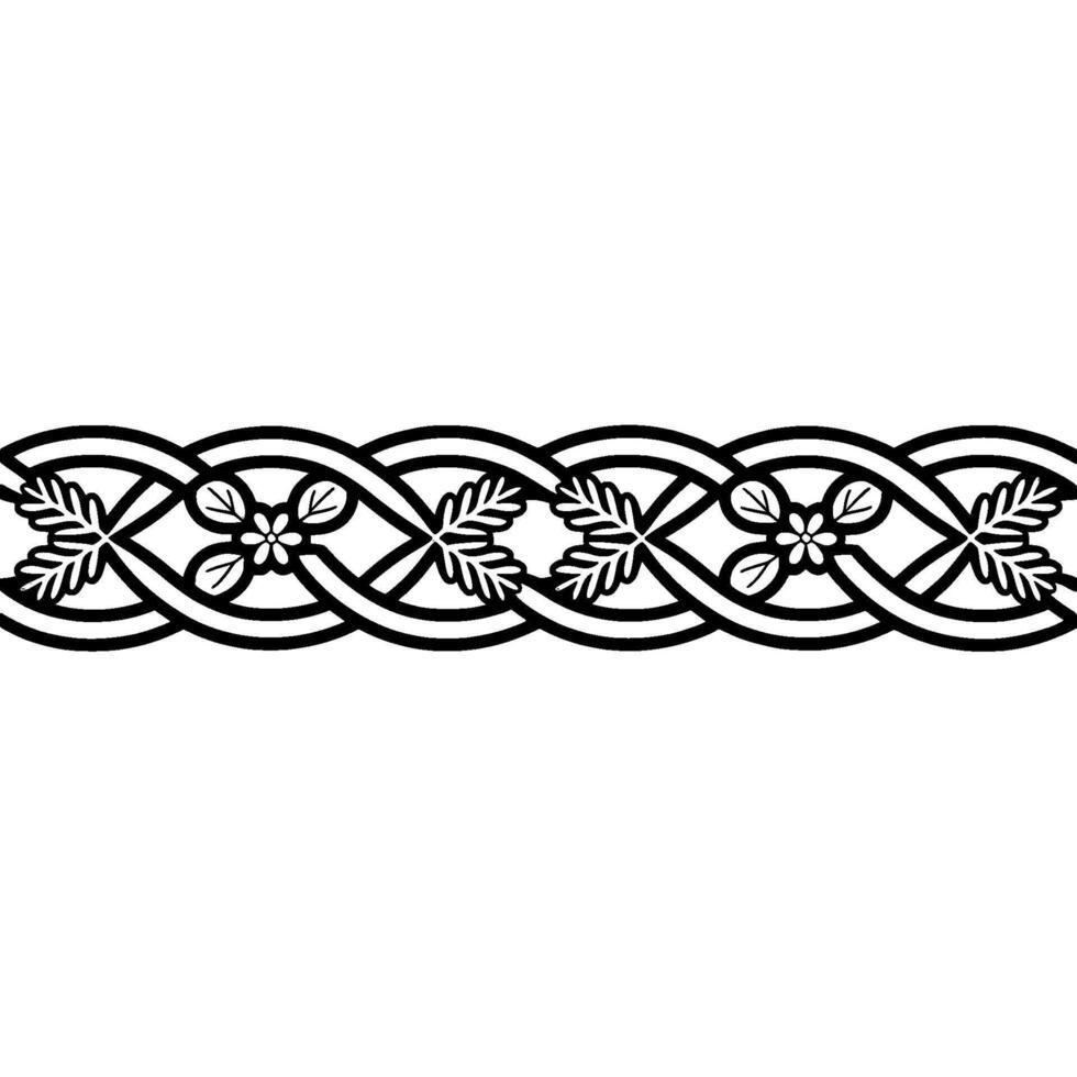 Celtic Knot Border, Botanical Motif, Vintage vector