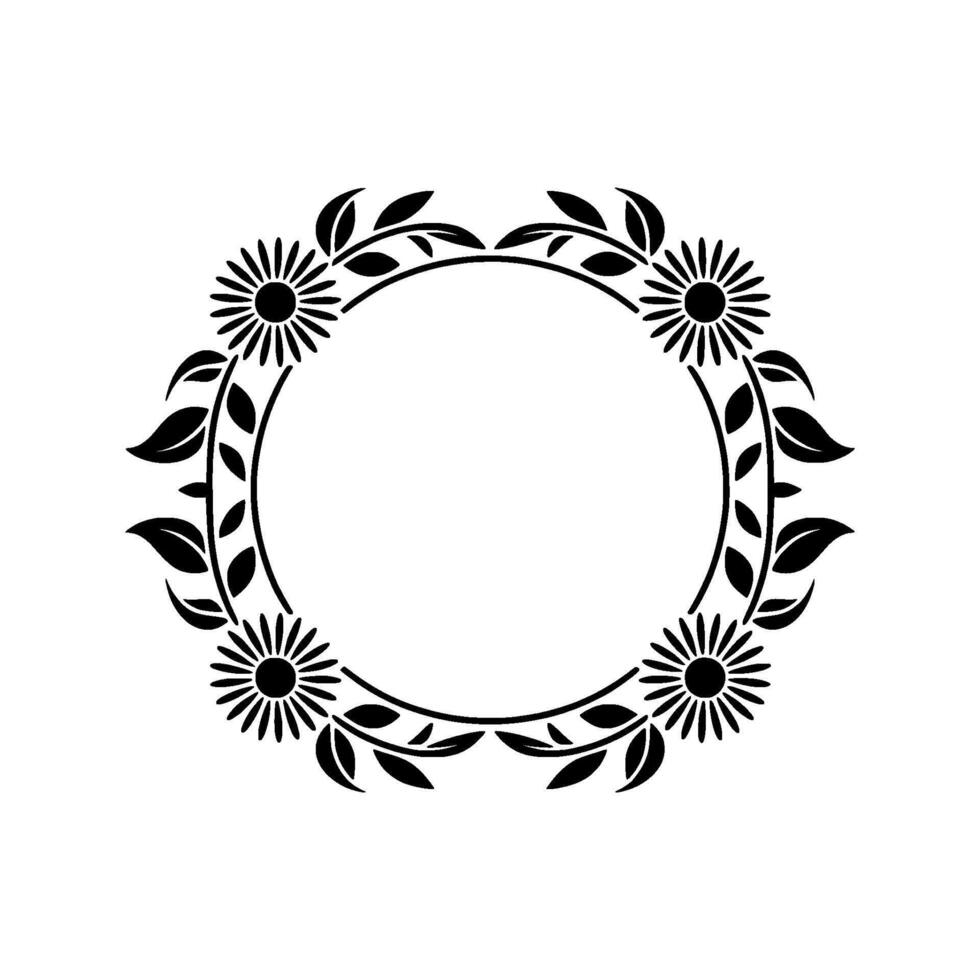 Elegant Floral Circle Frame, Vintage Style, Wreath vector