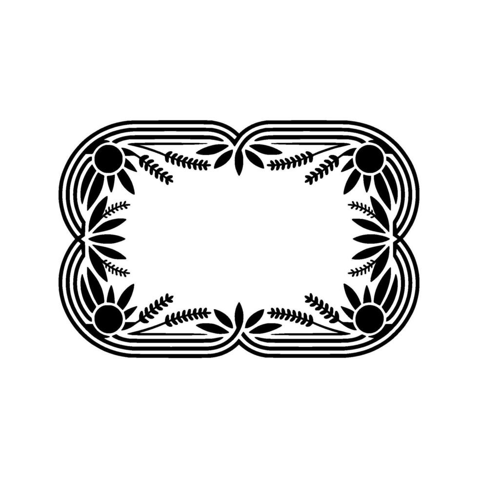 Art Deco Oval Frame, Botanical Ornamentation, Vintage vector