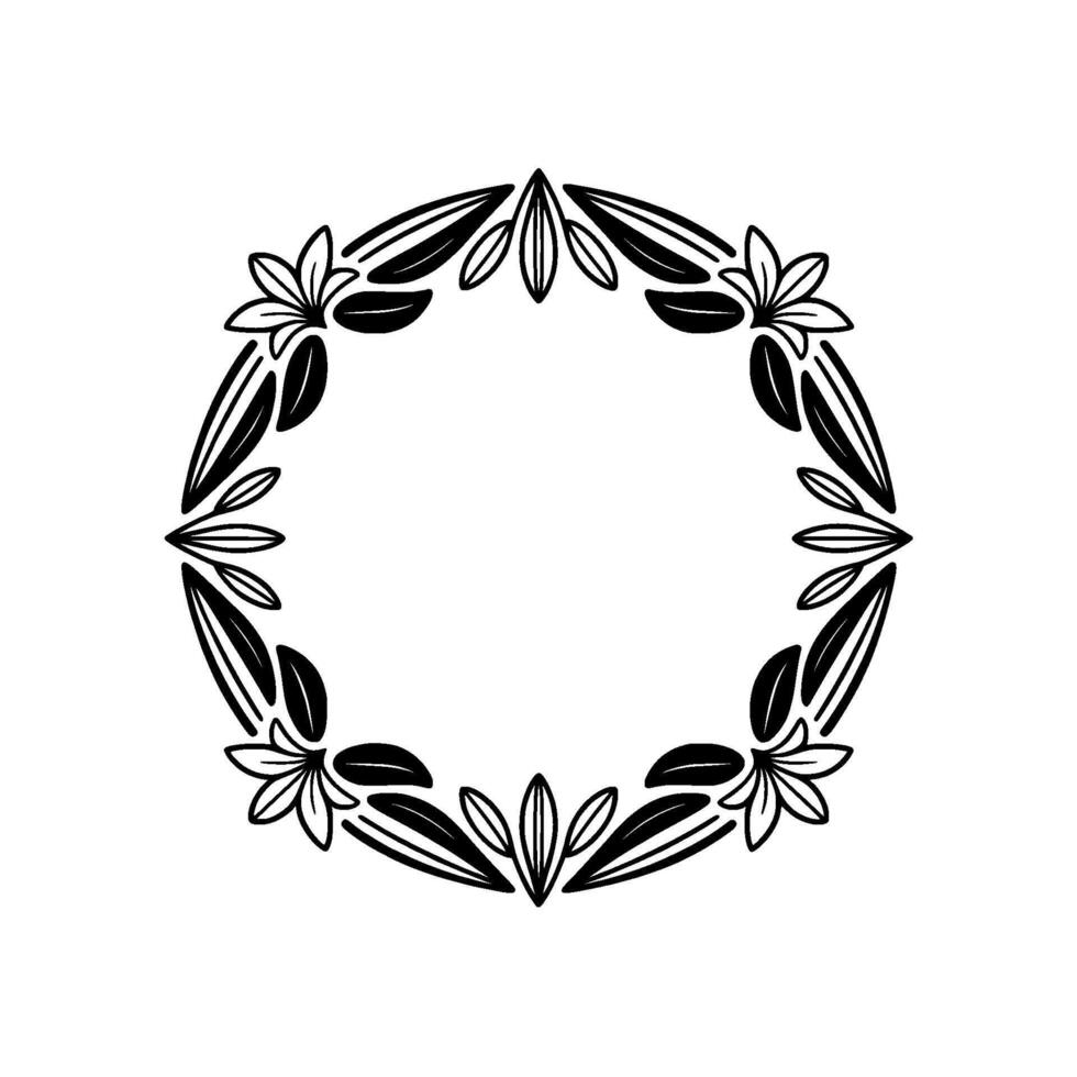 Elegant Botanical Wreath, Minimalist, Circular vector