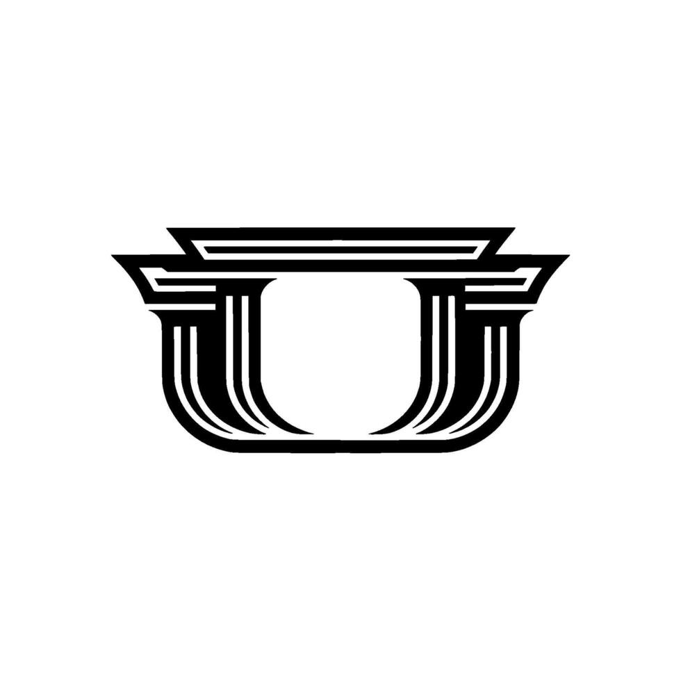 Geometric Temple Emblem, Classic , Minimalist vector