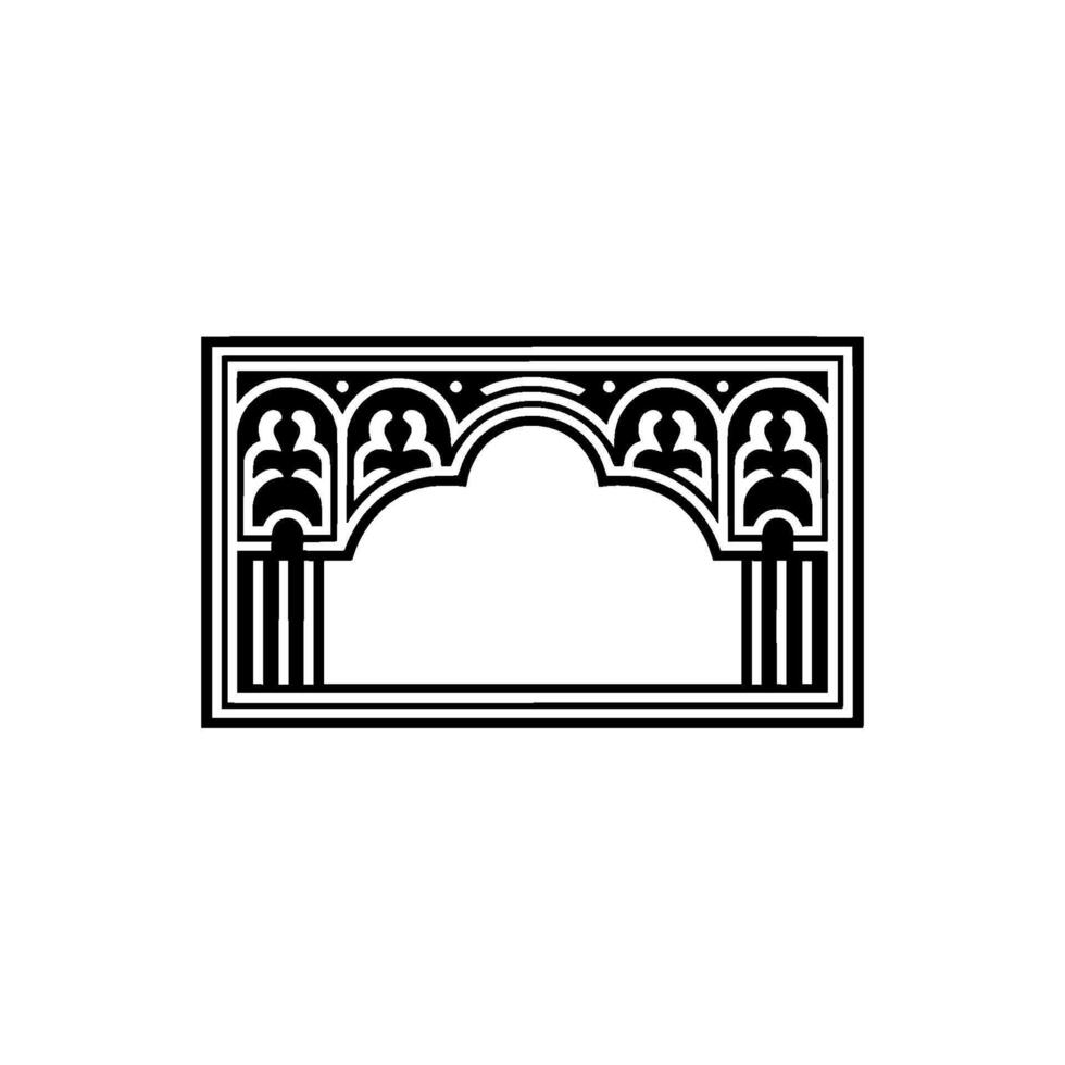 Gothic Arch Ornament, Black White, Vintage vector