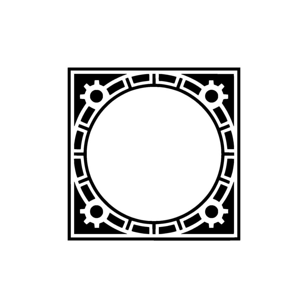 Geometric Circle Frame, Industrial Motif, Minimalist vector