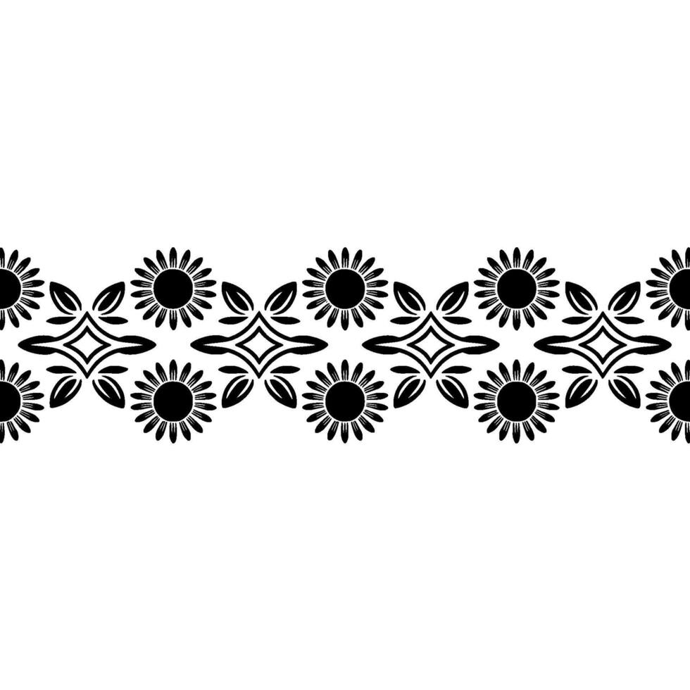 Stylized Sunflower Border, Vintage Pattern vector