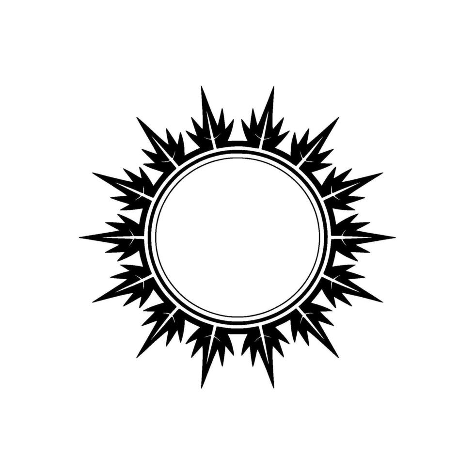 Geometric Sunburst Emblem, Minimalist, Outline vector