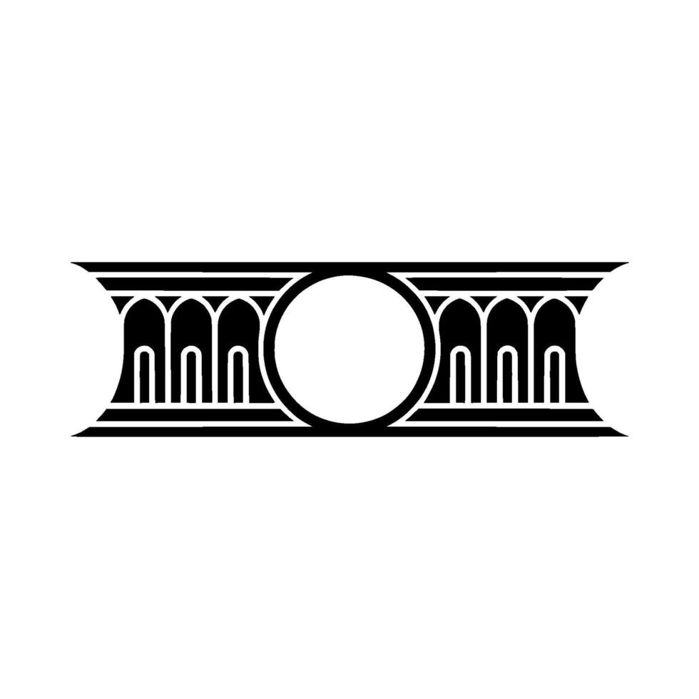 Geometric Moon Column Emblem, Vintage Revival vector