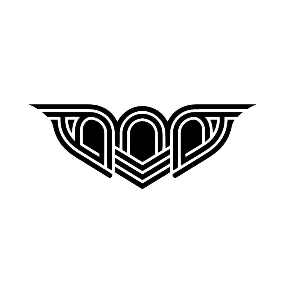 Geometric Wing Emblem, Art Deco Style, Minimalist, Artdeco vector