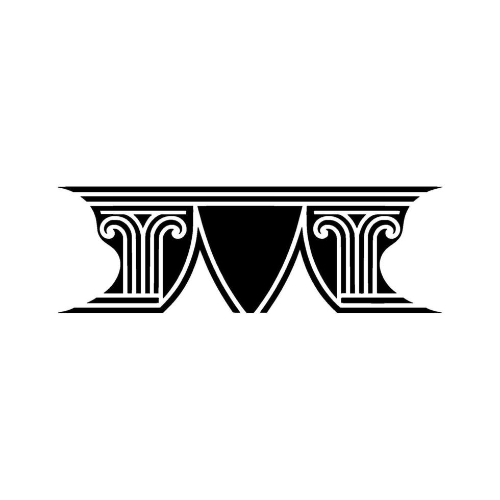 Art Deco Capital Letter M Ornament, Geometric vector