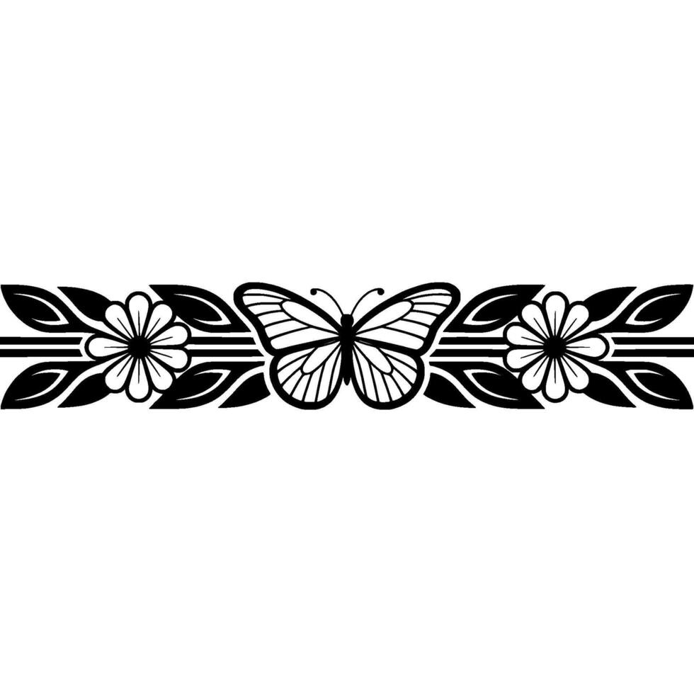Elegant Floral Butterfly Border, Vintage Style vector