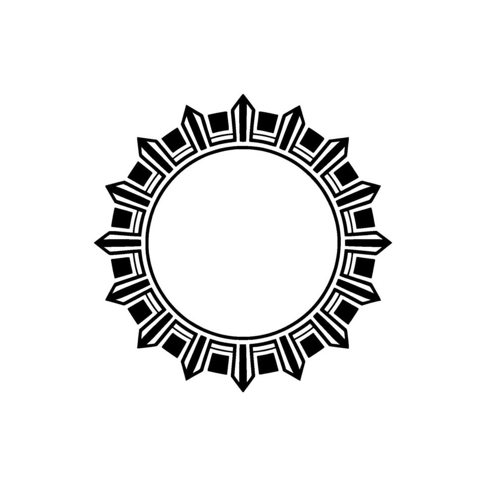 Geometric Deco Frame, Minimalist , Circular Motif, Outline vector