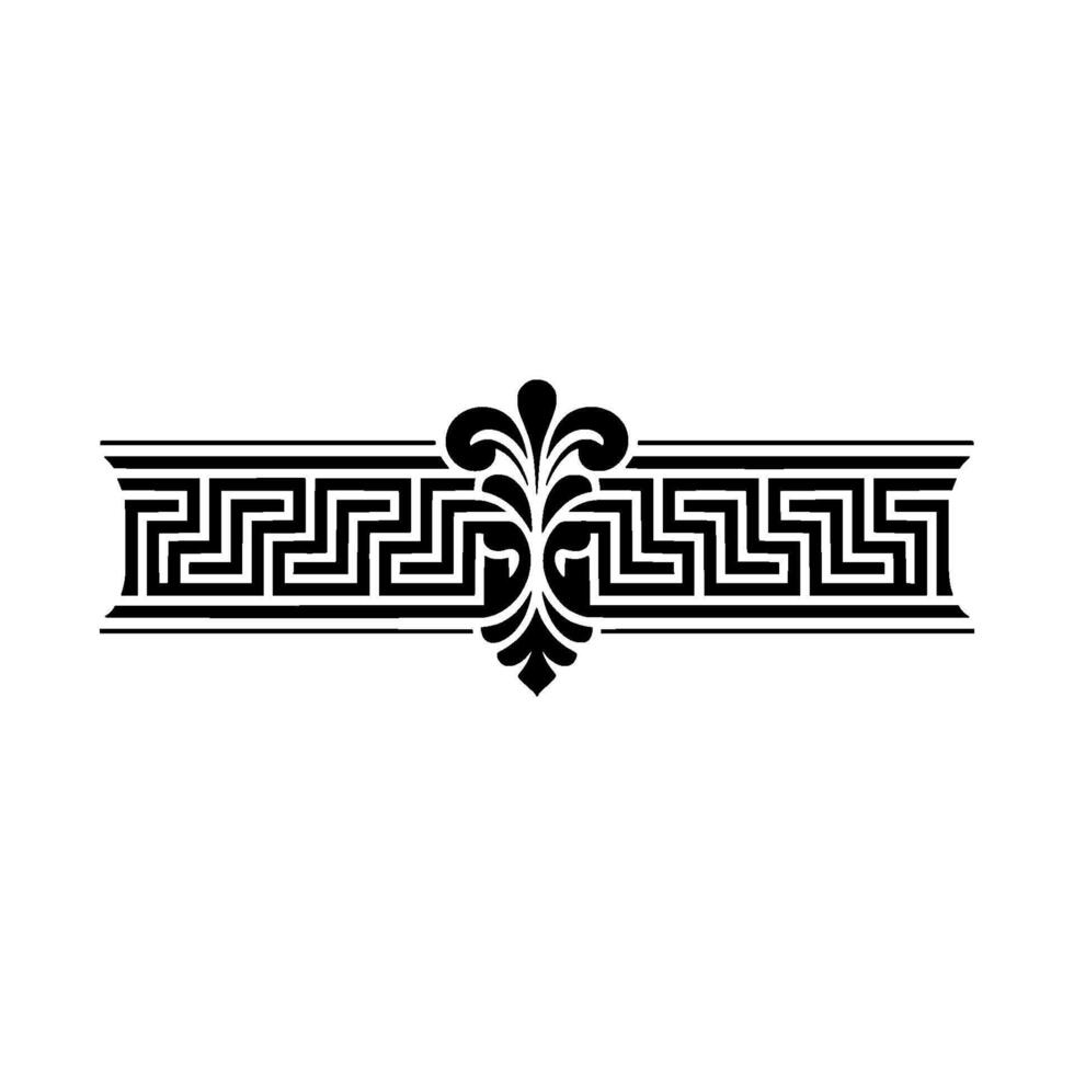 Elegant Greek Key Border with Floral Ornamentation vector