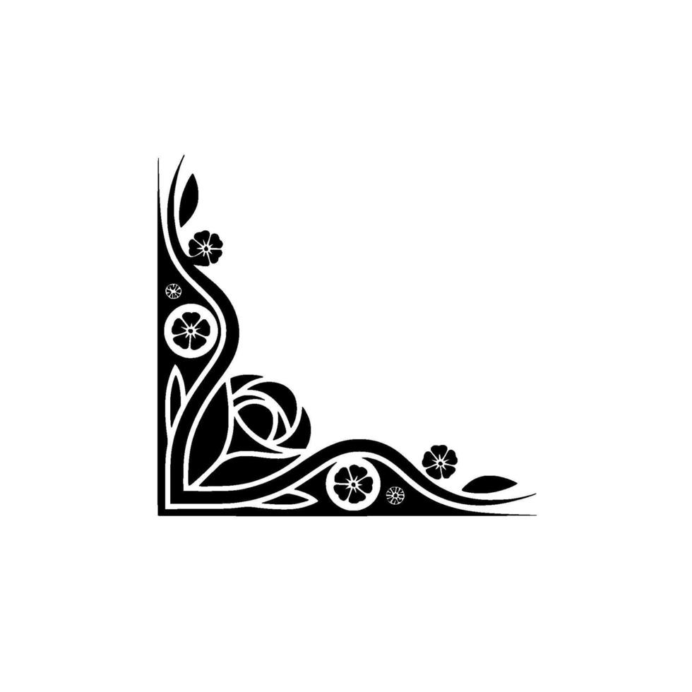 Elegant Floral Corner Ornament, Minimalist vector