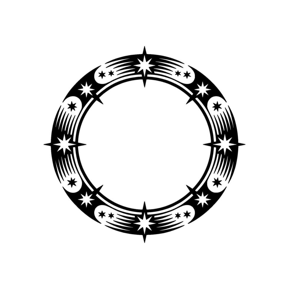 Celestial Circle Stylized Starburst Ornament vector