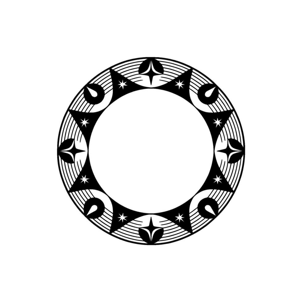 Geometric Tribal Circle, Stylized Ornamentation, Minimalist vector