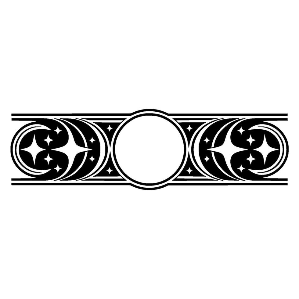 Gothic Ornament Border, Detailed Black White vector