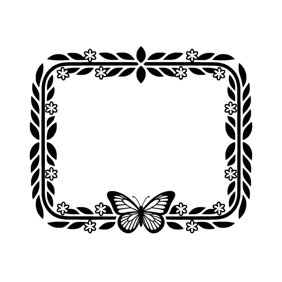 Elegant Floral Frame, Vintage , Decorative Border, Butterfly vector