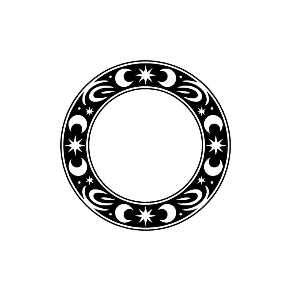 Celestial Circle Lunar Motif, Starry Night vector