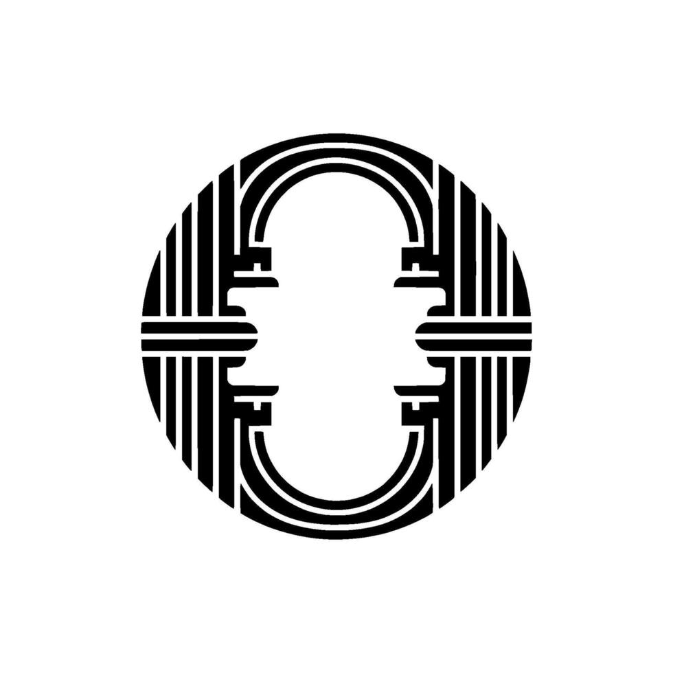 Geometric Circle Emblem, Art Deco Style, Monogram vector