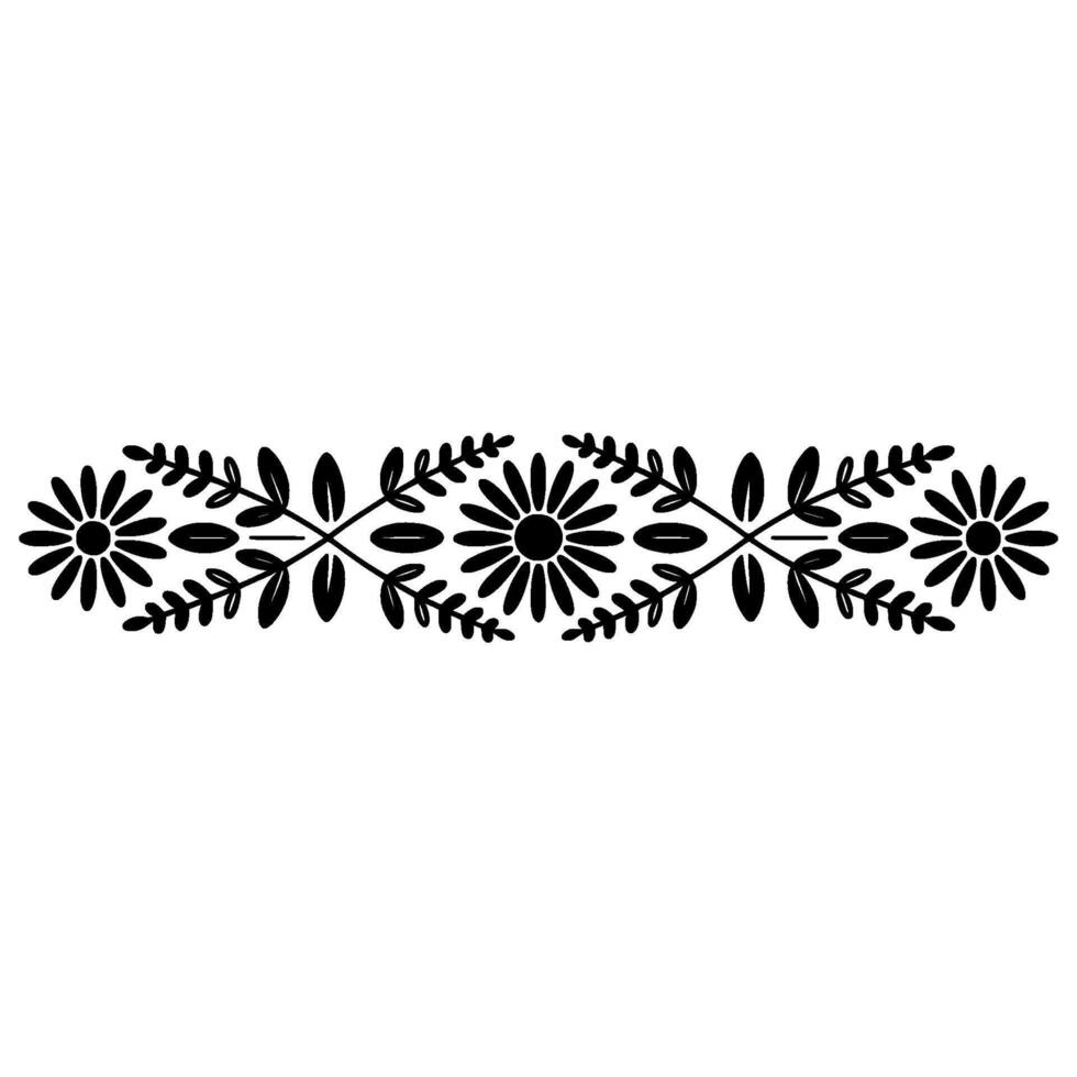 Stylized Floral Border, Vintage Illustration, Delicate, Daisy vector