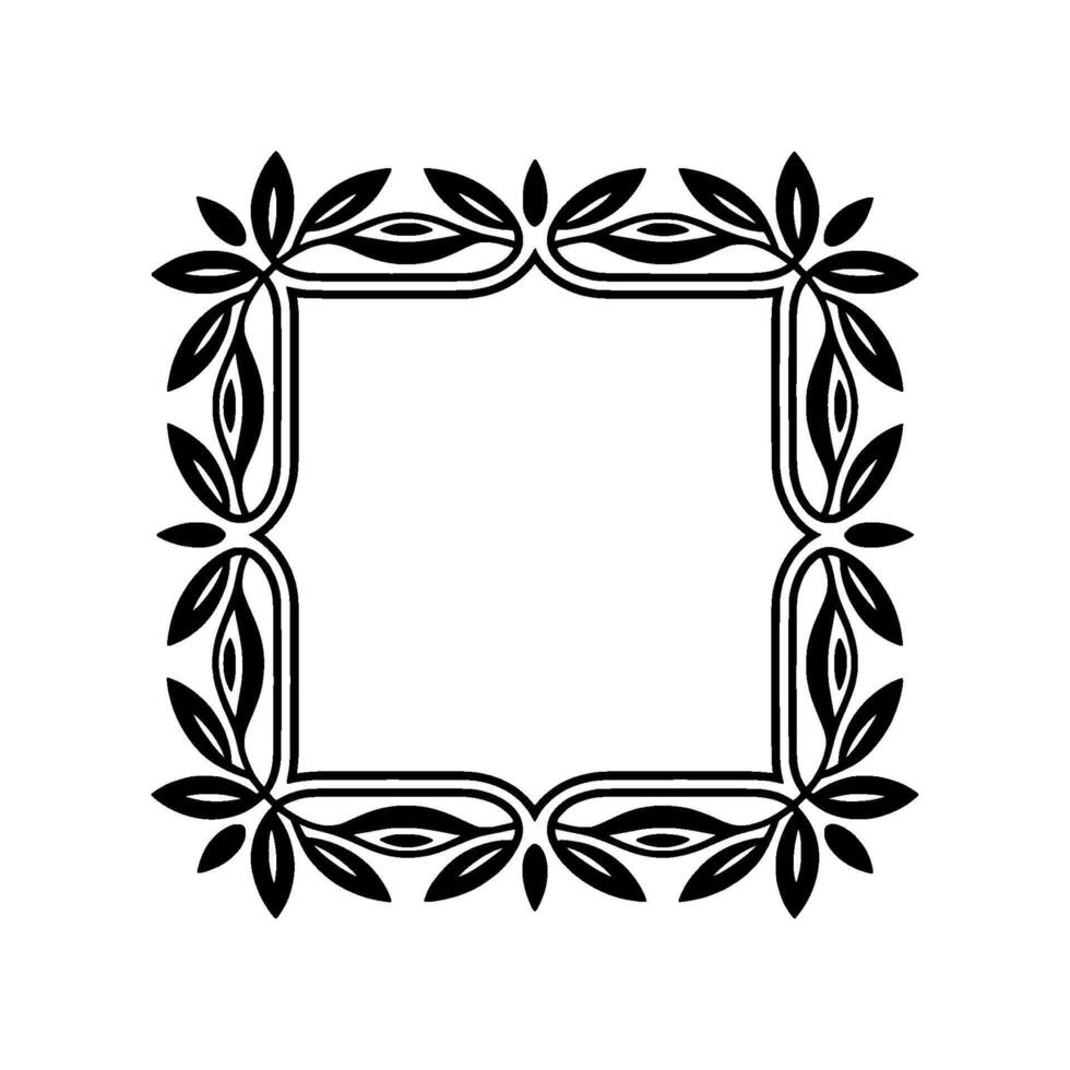Elegant Botanical Square Frame, Vintage Style, Floral vector