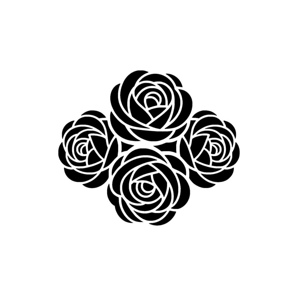 Geometric Rose Cluster, Minimalist Black White vector