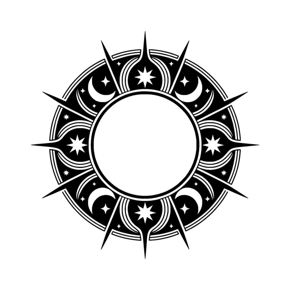 Celestial Circle Vintage Starry Emblem vector