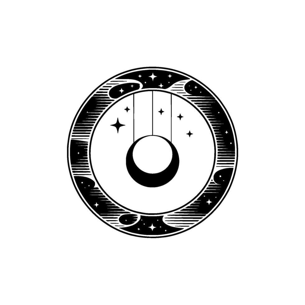Celestial Pendulum Vintage Moon Star Emblem vector