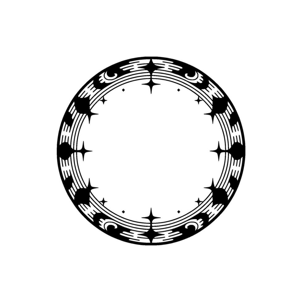 Celestial Circle Geometric Moon Star Ornament vector