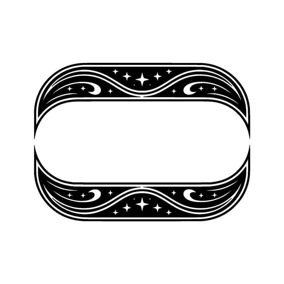 Art Deco Oval Frame, Celestial Details, Vintage vector