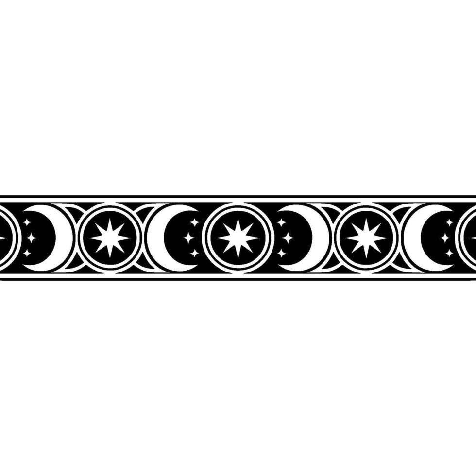 Celestial Crescent Border, Vintage Moon Motif vector