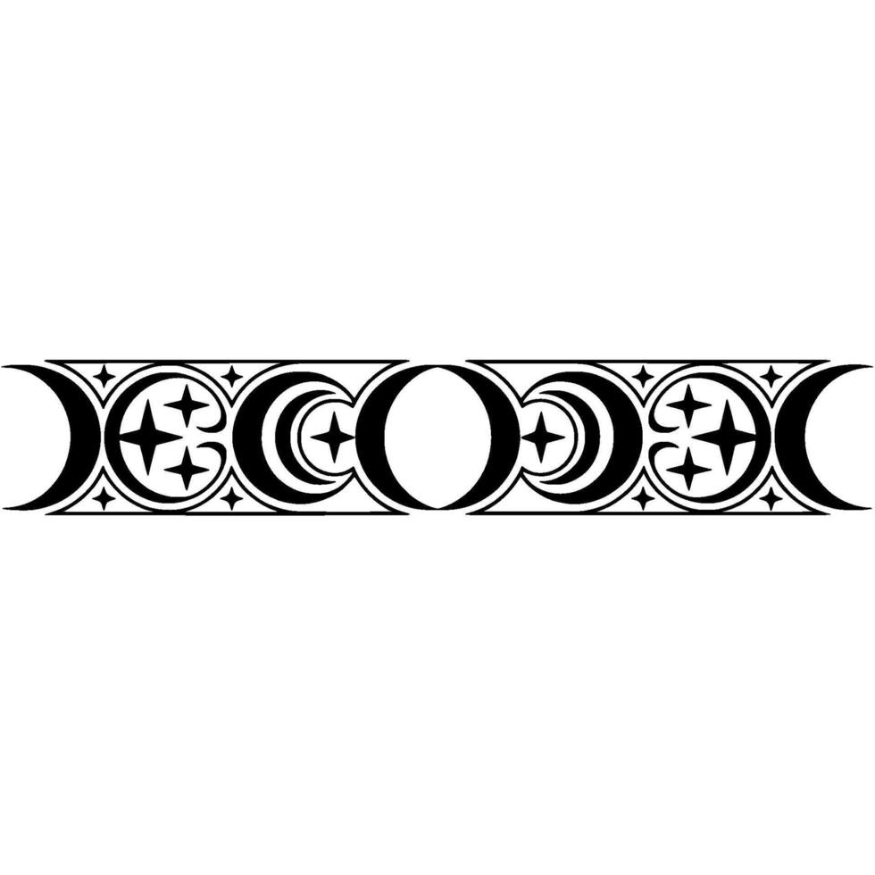 Celestial Cycle Three Moon Phases, Ornate Border vector