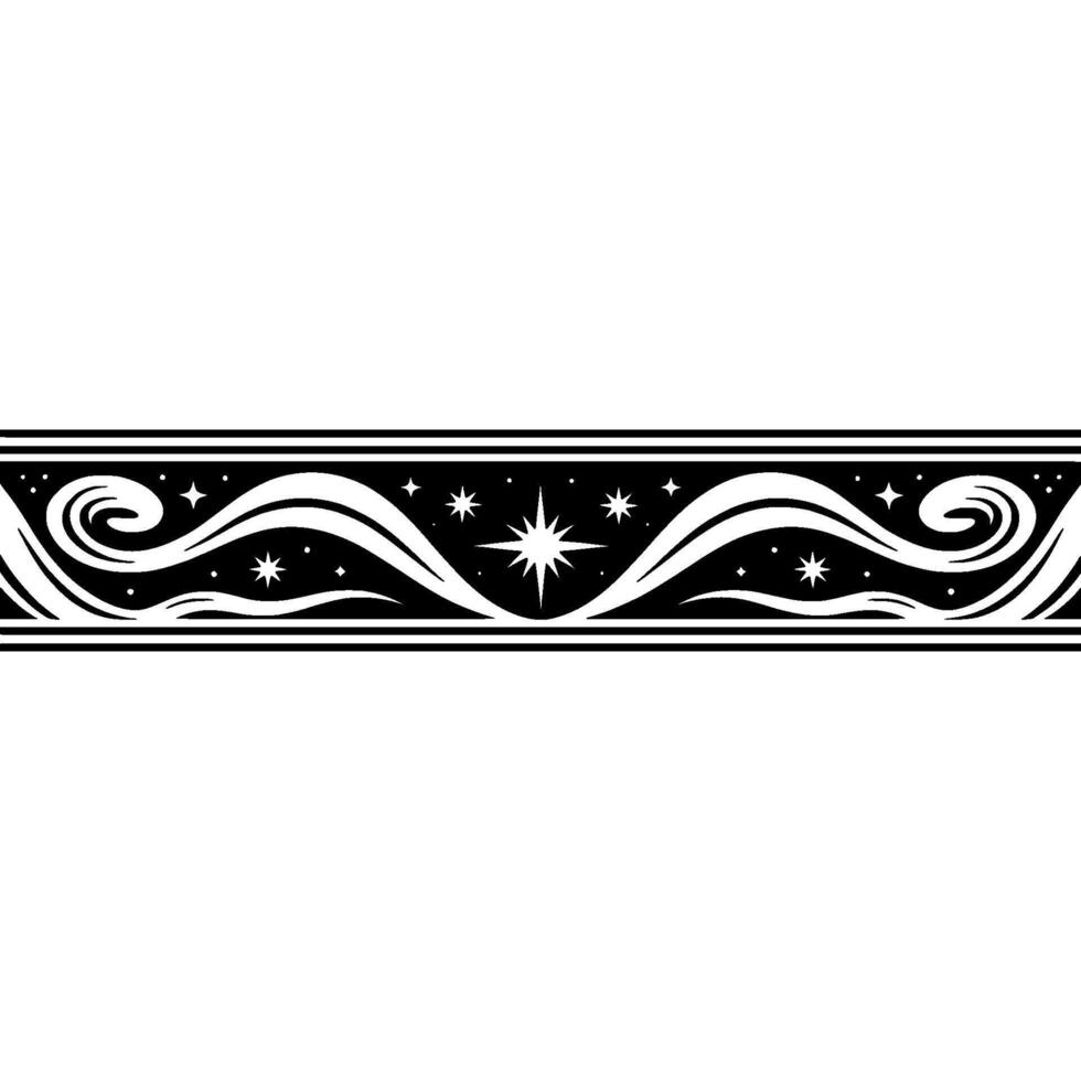 Celestial Wave Border, Vintage Style vector