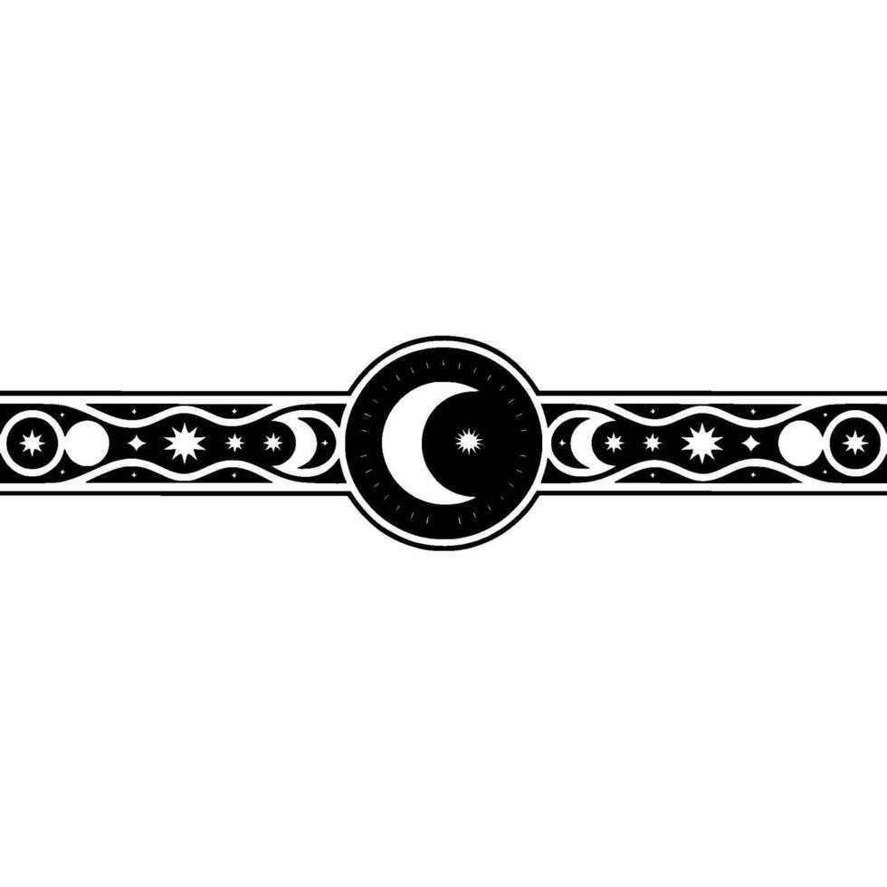 Celestial Border Vintage Moon Star Ornamentation vector