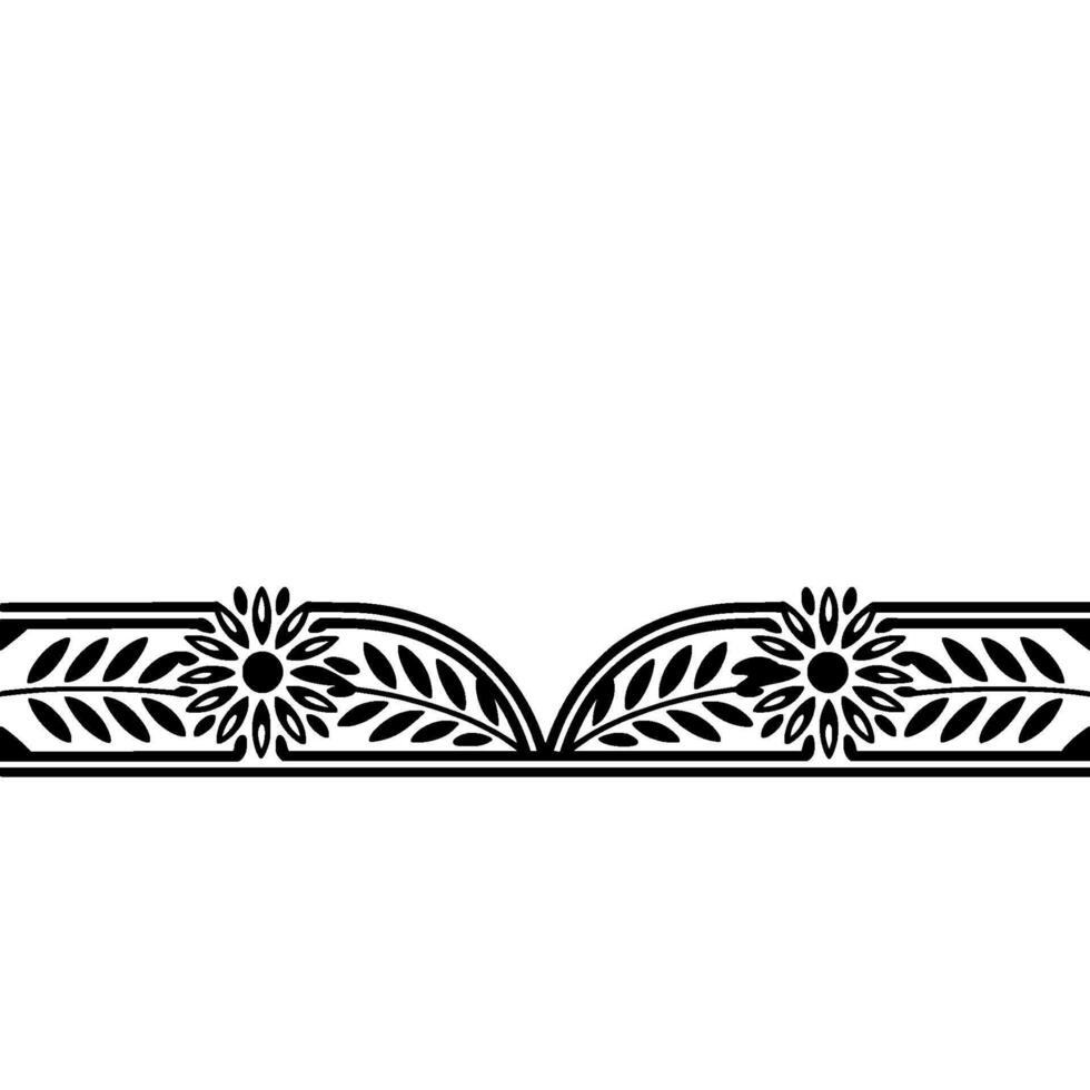 Stylized Floral Border, Vintage Element - Textile vector