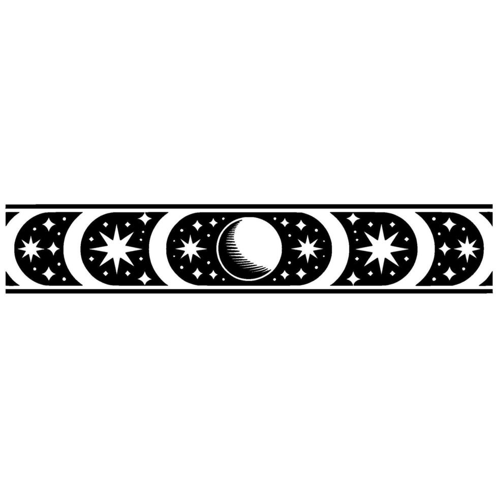 Celestial Cycle Minimalist Moon Phases Border vector