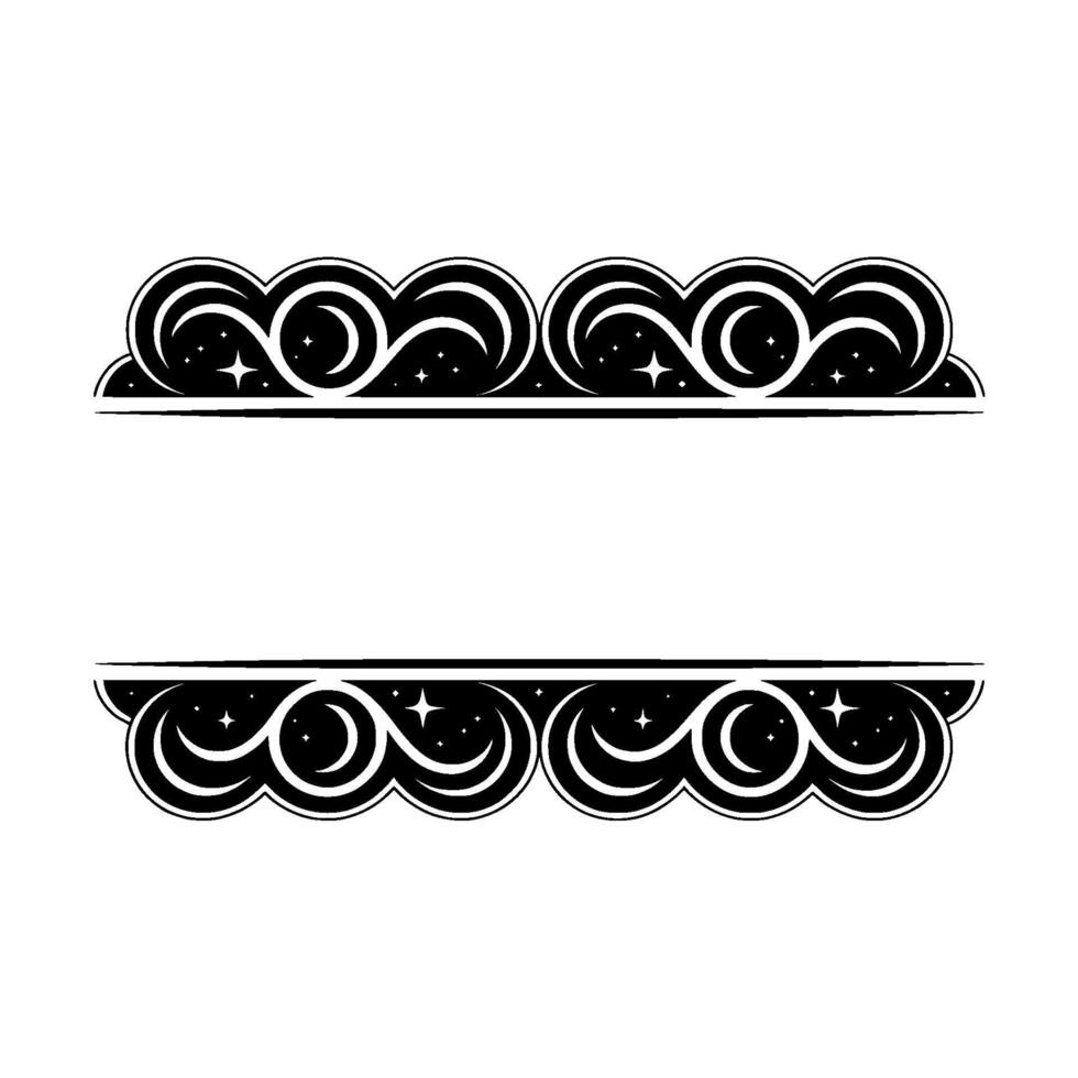 Celestial Border Stylized Crescent Moon Star vector